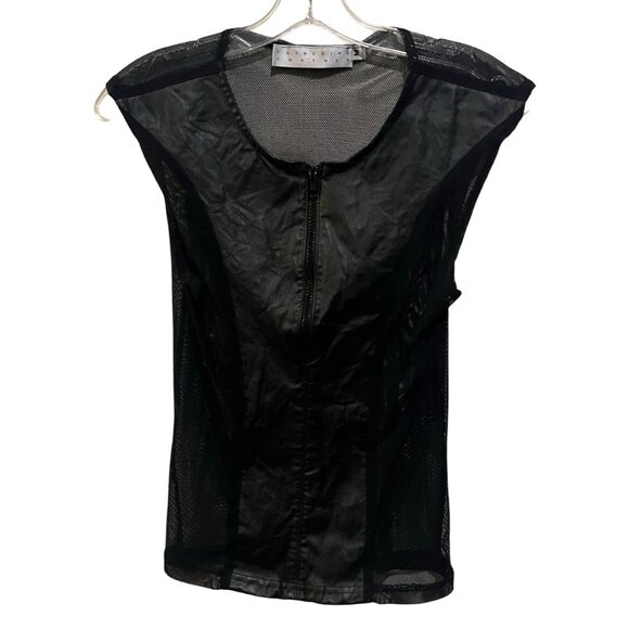 VTG | Catherine Coatney | Men's Zip Front | Faux Leather & Mesh | Fetish Vest - Picture 9 of 11